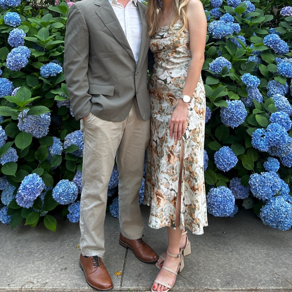 Sage floral print midi dress